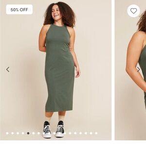 Sleeveless Olive Green Midi Dress